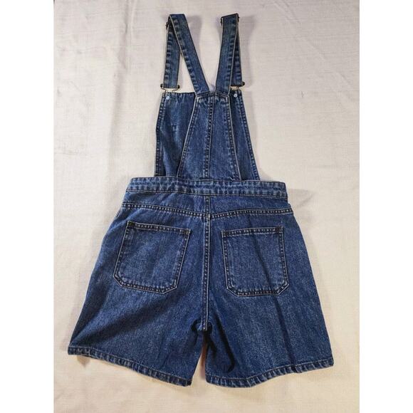 Doomsday Co UK Blue Denim Short Overalls Romper Sz XS 4" Inseam Streetwear - Picture 2 of 13